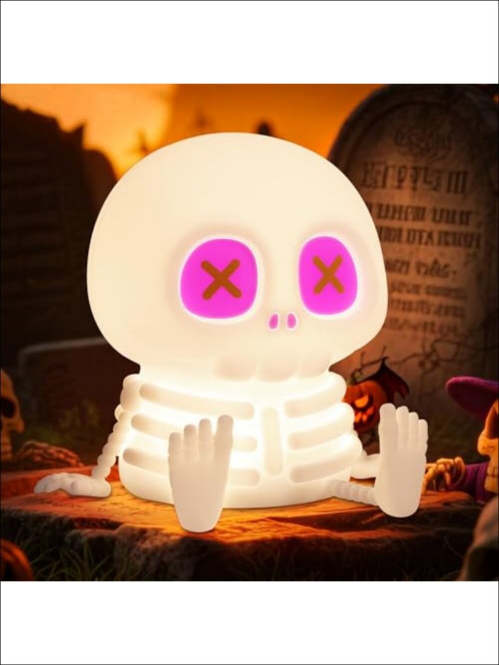 Silicone Skull Night Light Touch Dimmable LED USB Rechargeable Spooky Decor